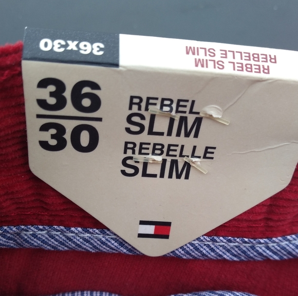 *Host Pick* NWT Tommy Hilfiger Red Rebel Slim Corduroy Pants, Size 36/30 - Picture 8 of 12